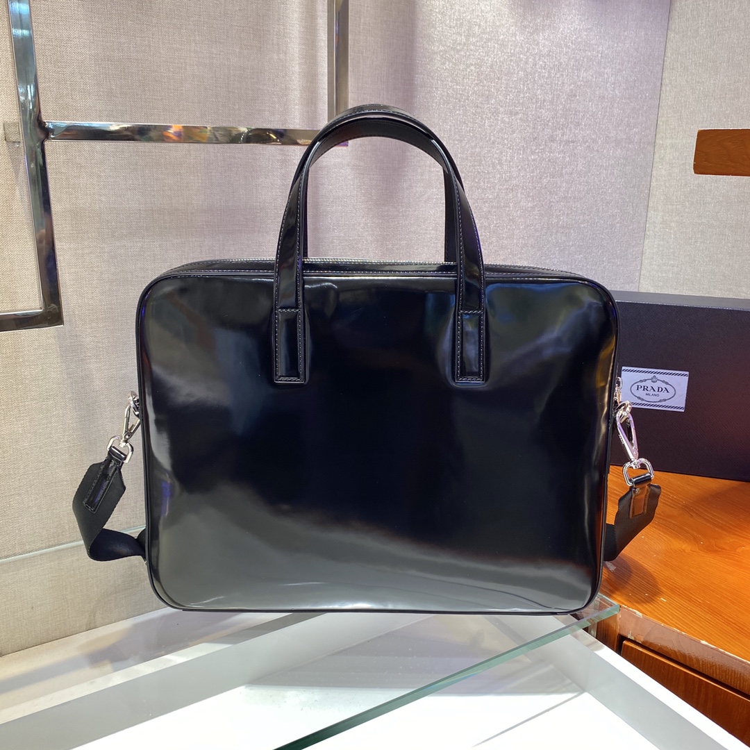 Pra*a saffiano leather work bag
