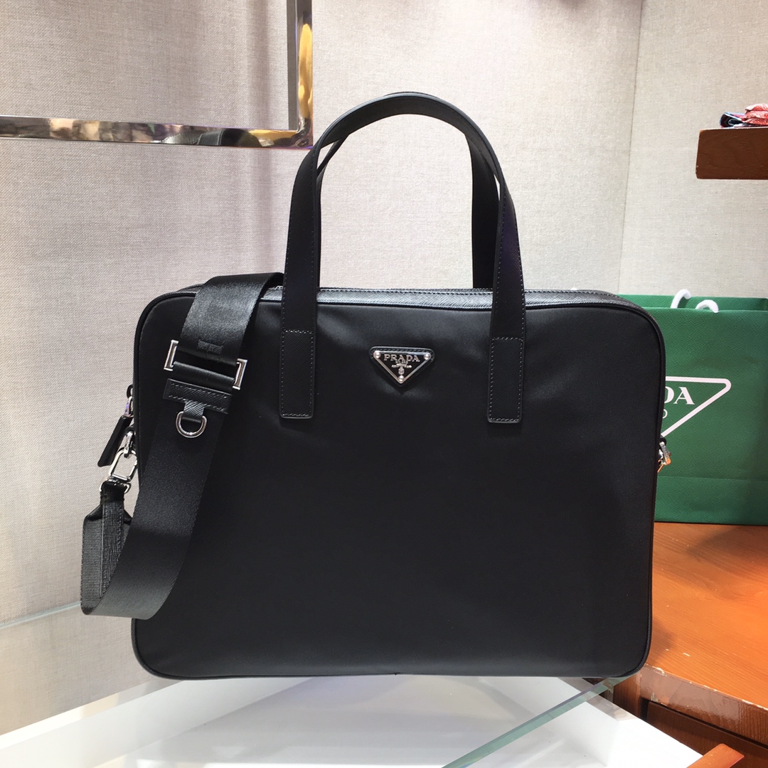 Pra*a saffiano leather work bag