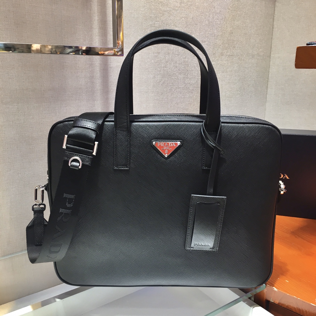 Pra*a saffiano leather work bag