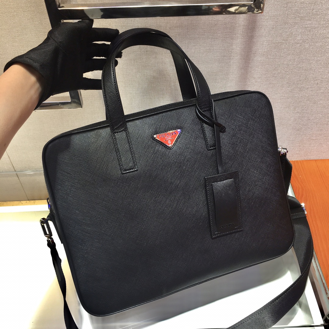 Pra*a saffiano leather work bag