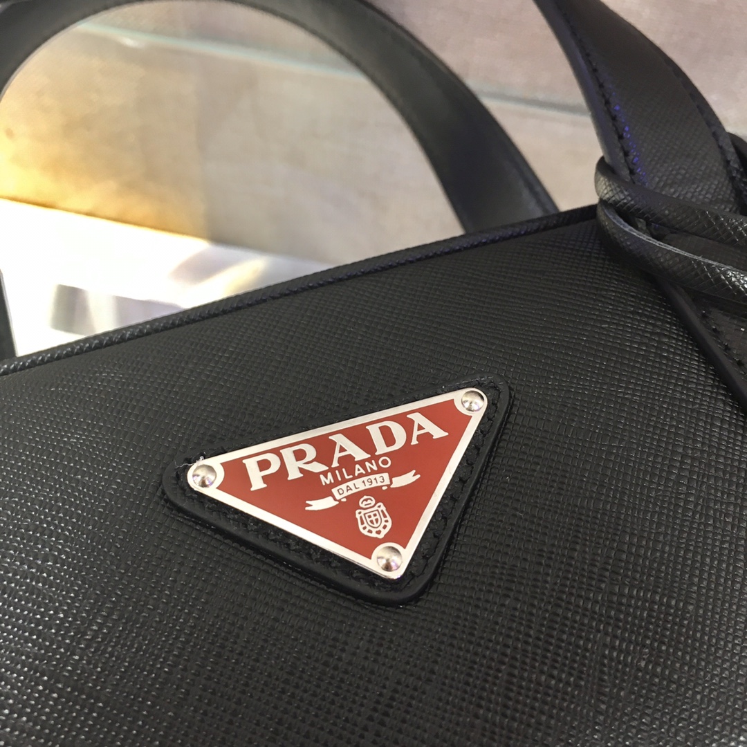 Pra*a saffiano leather work bag