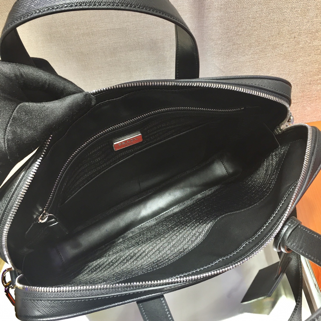 Pra*a saffiano leather work bag