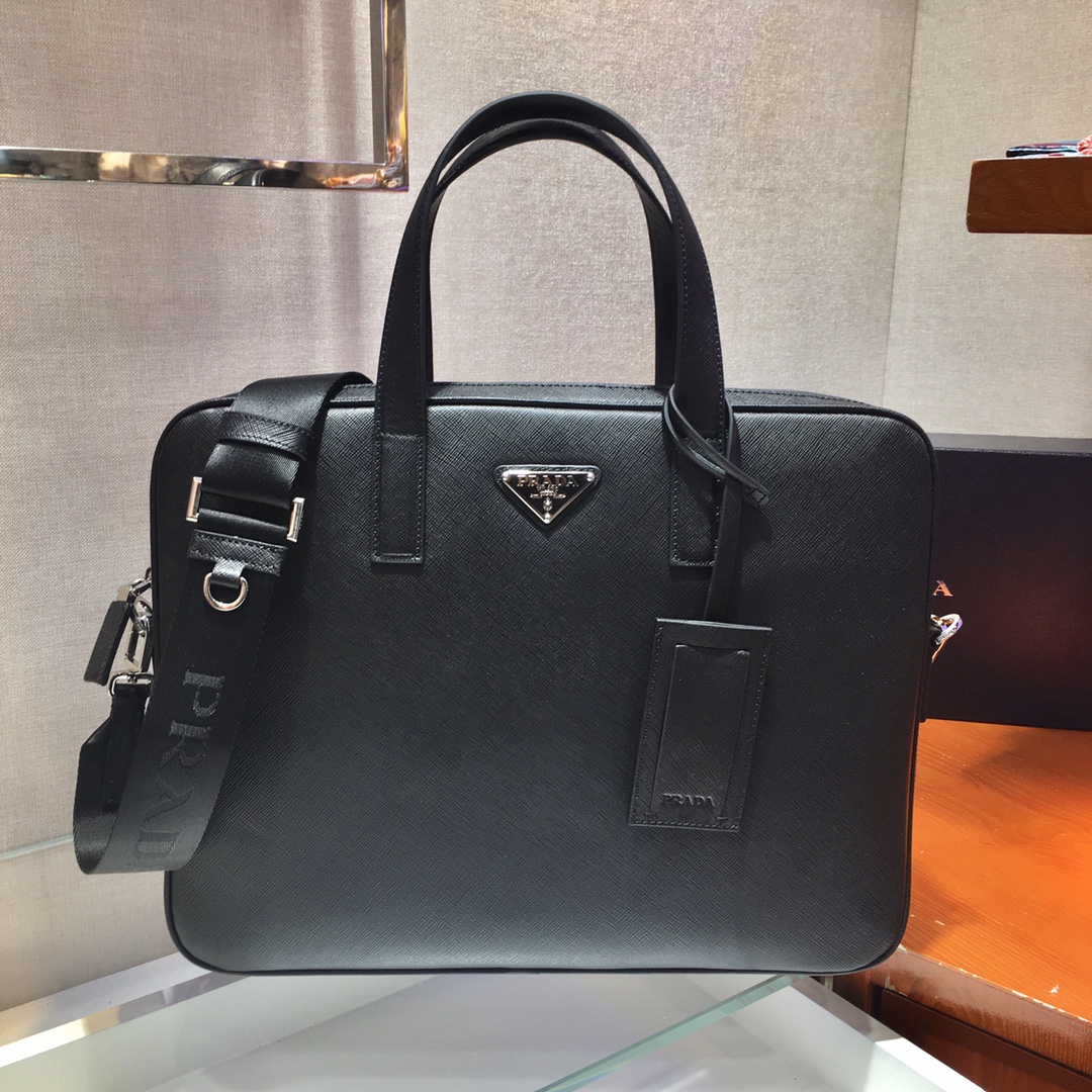 Pra*a saffiano leather work bag