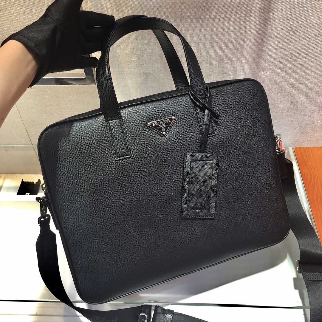Pra*a saffiano leather work bag
