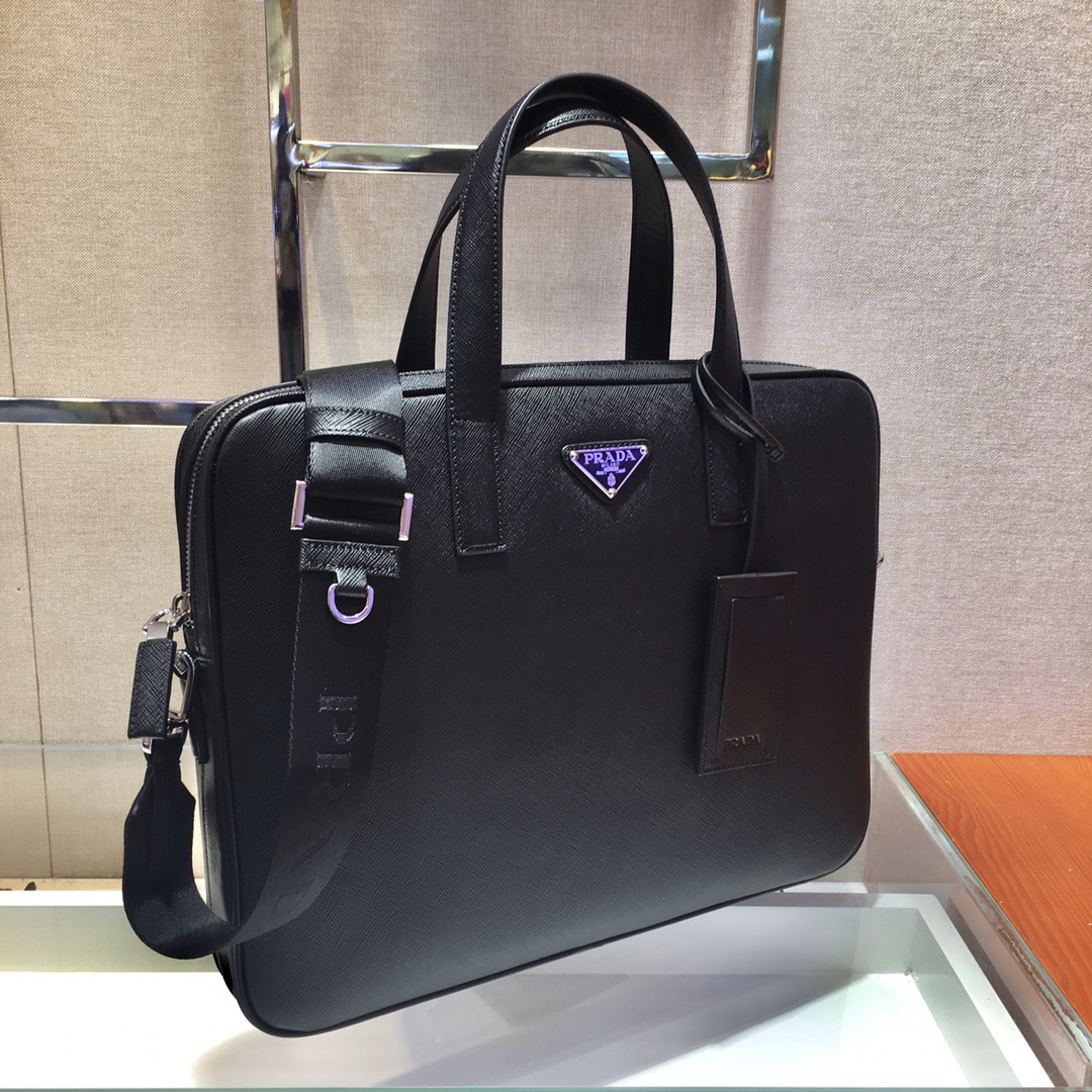 Pra*a saffiano leather work bag