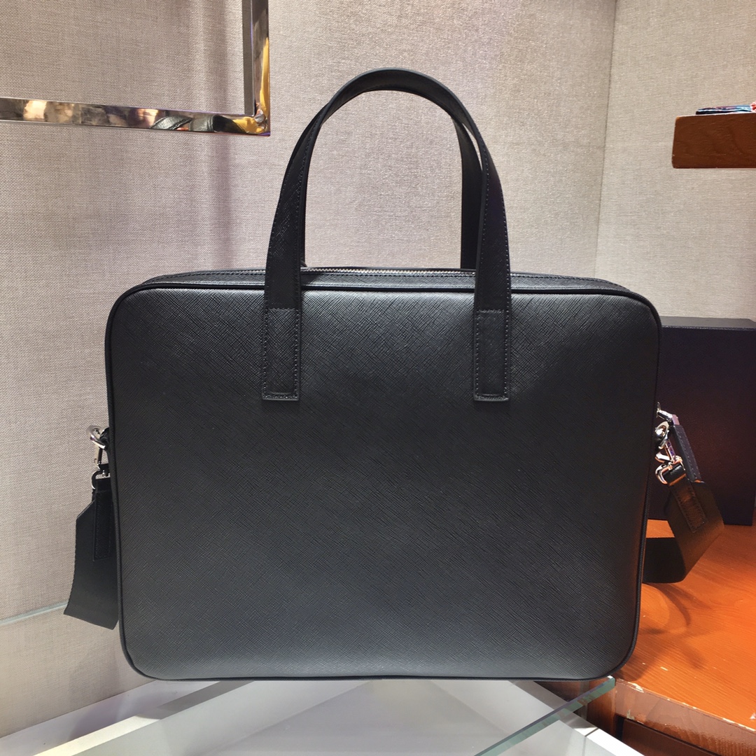 Pra*a saffiano leather work bag