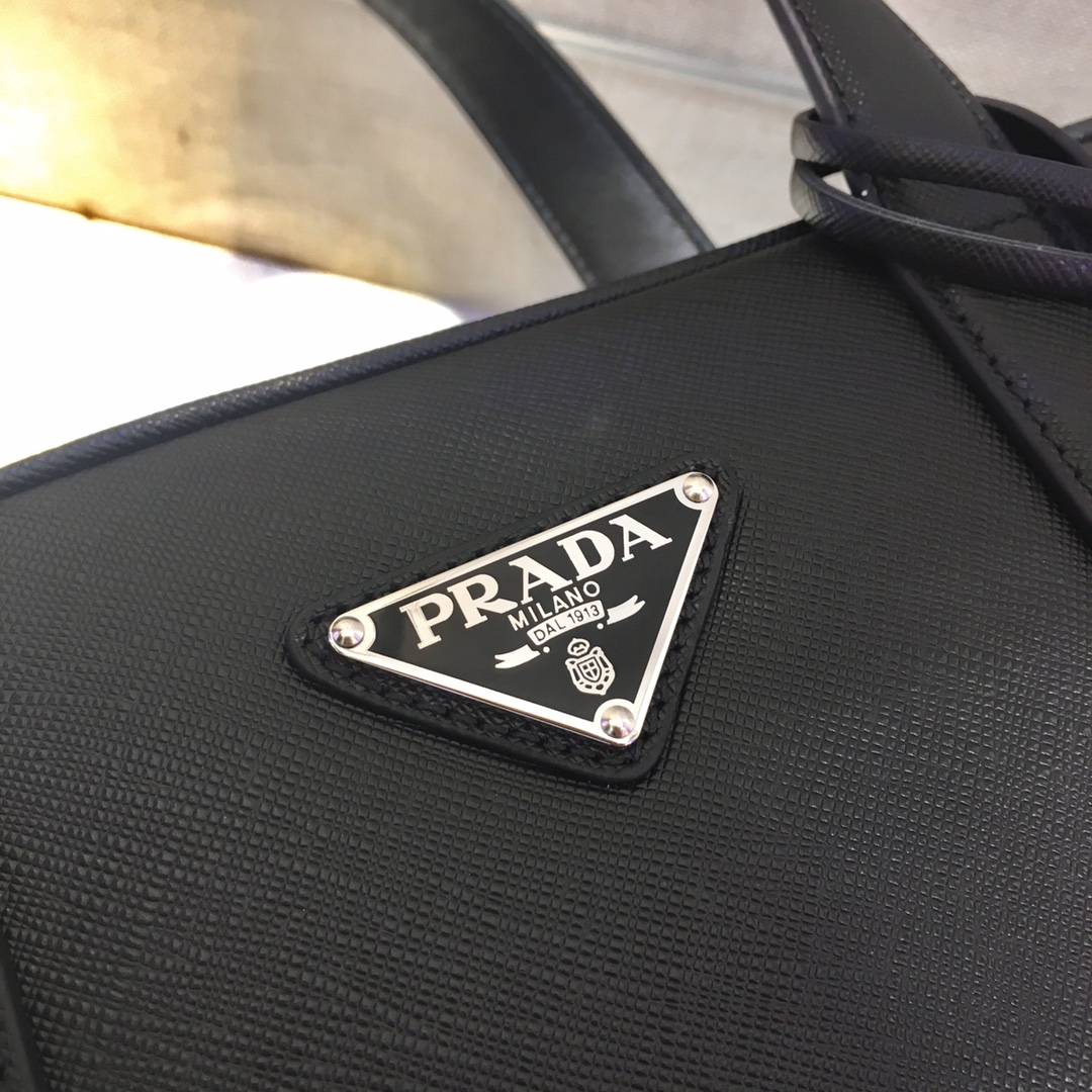 Pra*a saffiano leather work bag