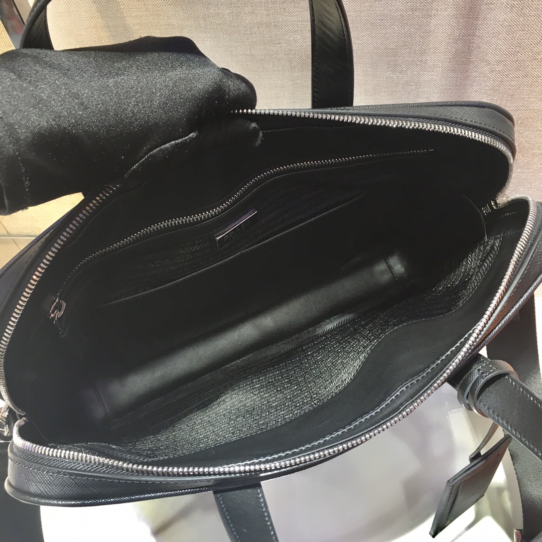 Pra*a saffiano leather work bag