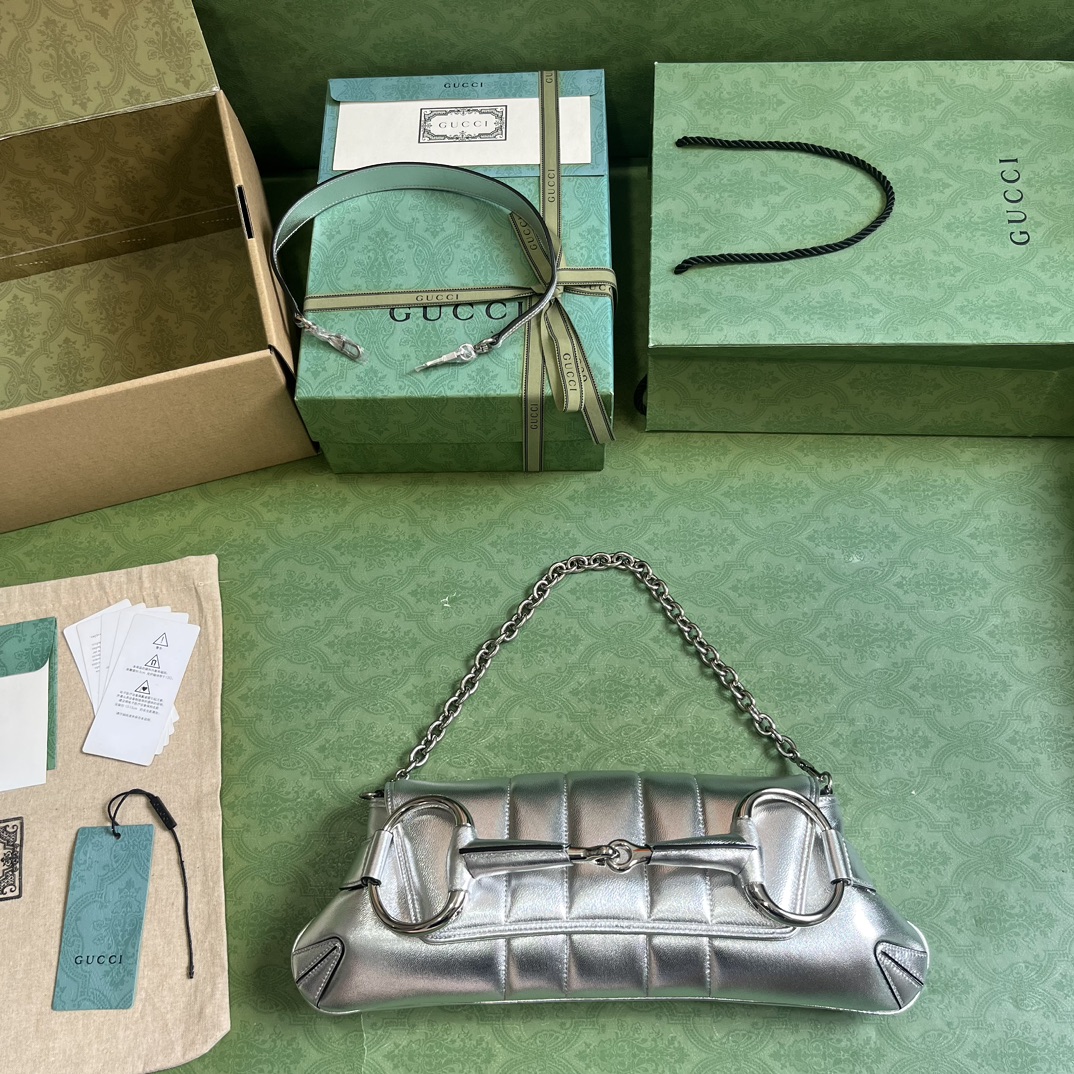 G*u*i horsebit chain medium shoulder bag
