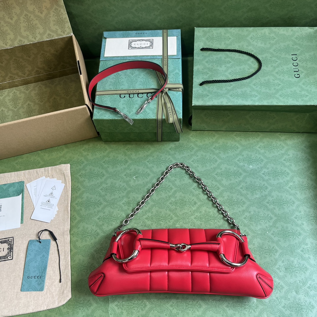G*u*i horsebit chain medium shoulder bag