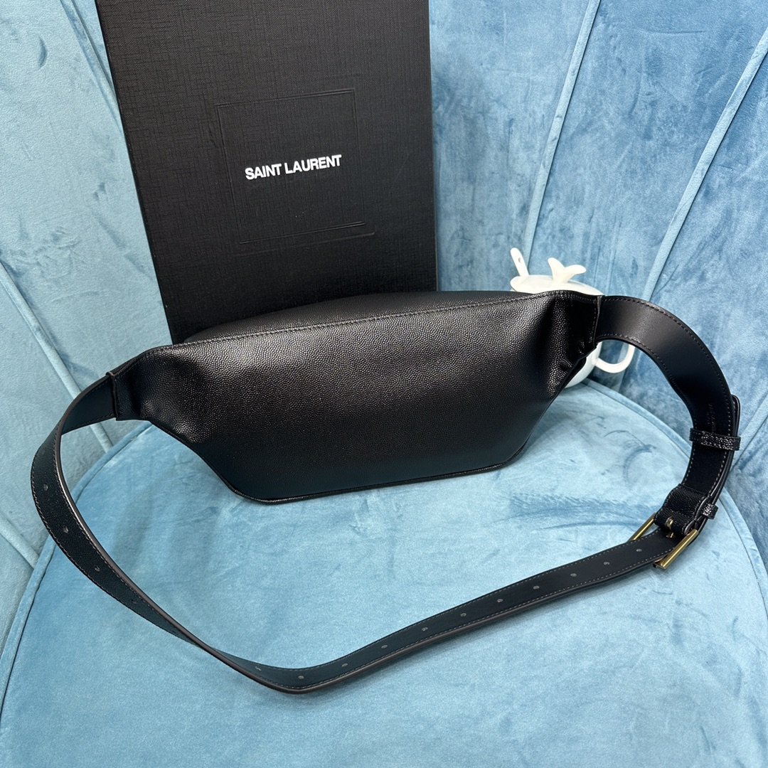 YSL CASSANDRE CLASSIC BELT BAG IN GRAIN DE POUDRE EMBOSSED LEATHER