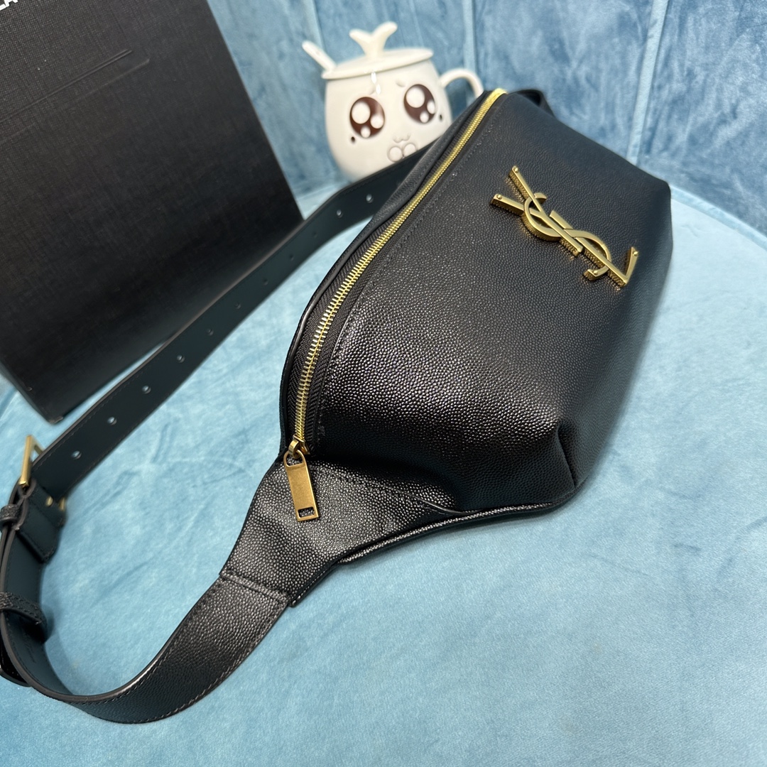 YSL CASSANDRE CLASSIC BELT BAG IN GRAIN DE POUDRE EMBOSSED LEATHER