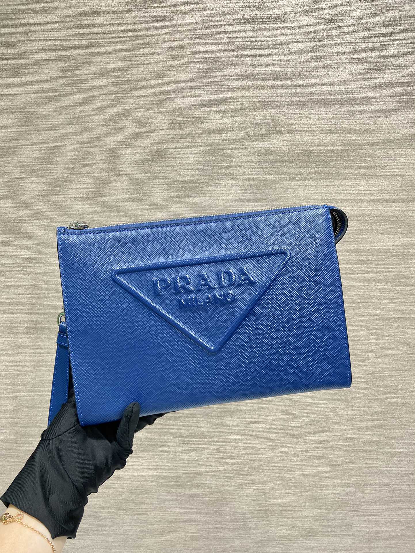 Pra*a saffiano leather pouch