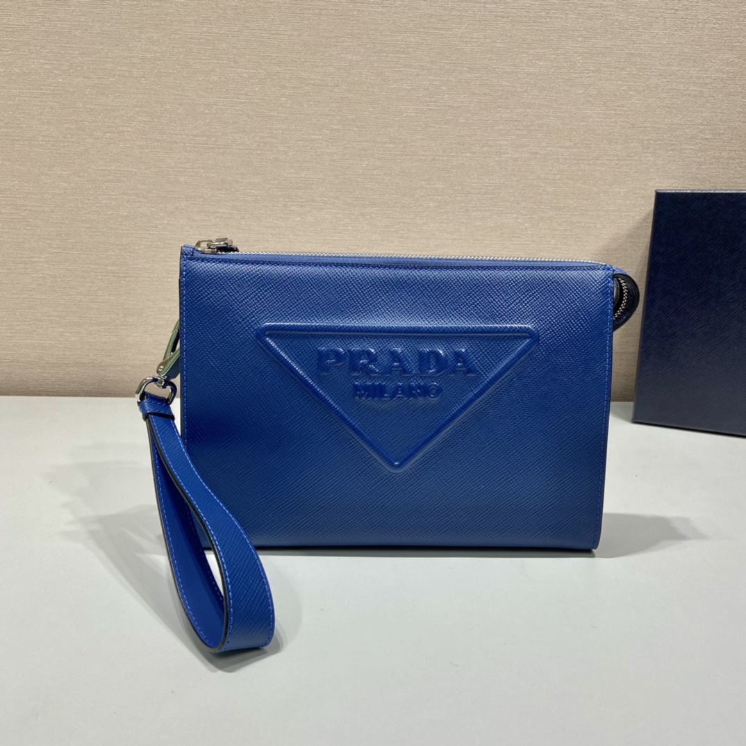 Pra*a saffiano leather pouch
