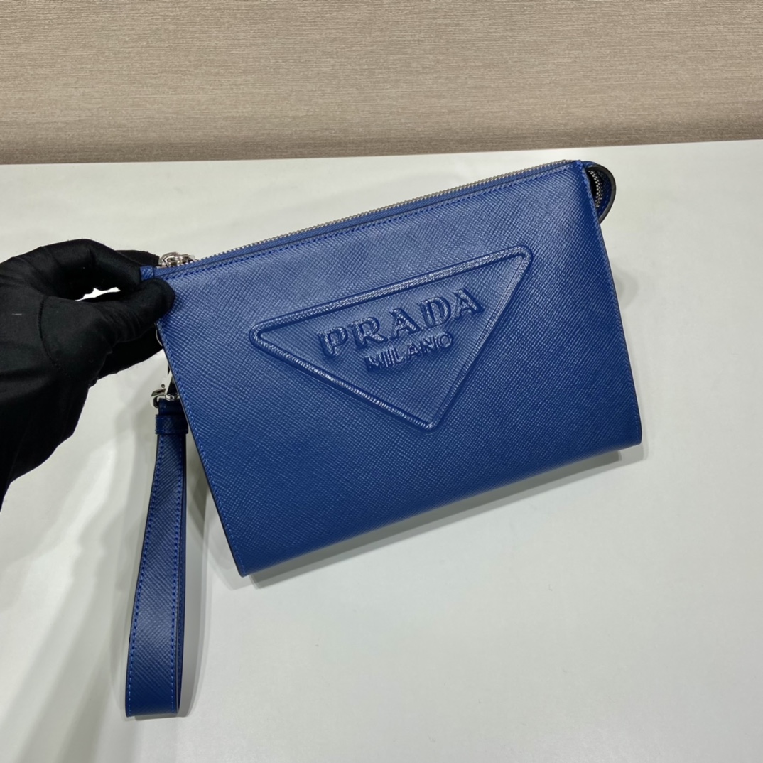 Pra*a saffiano leather pouch