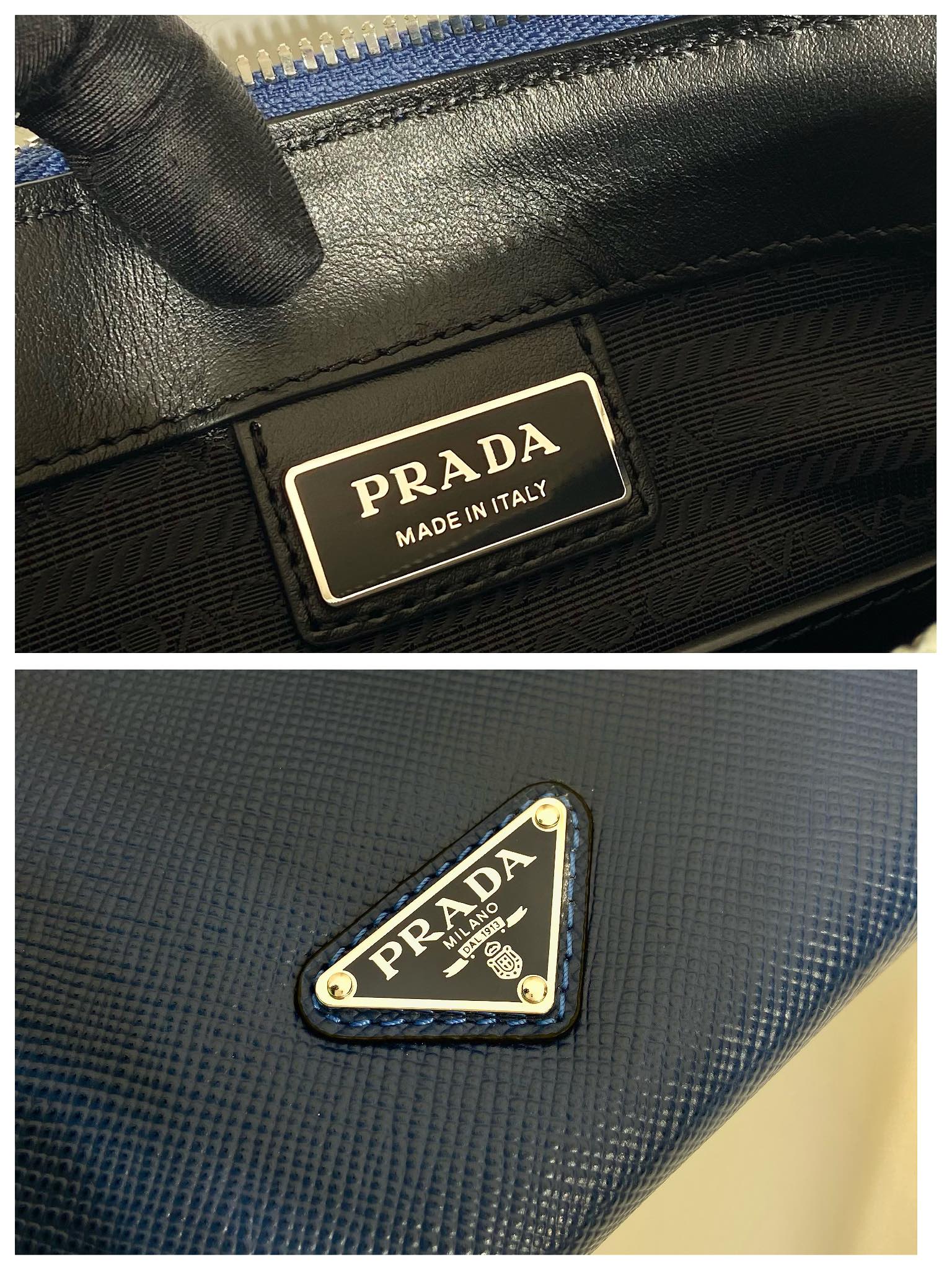 Pra*a saffiano leather pouch