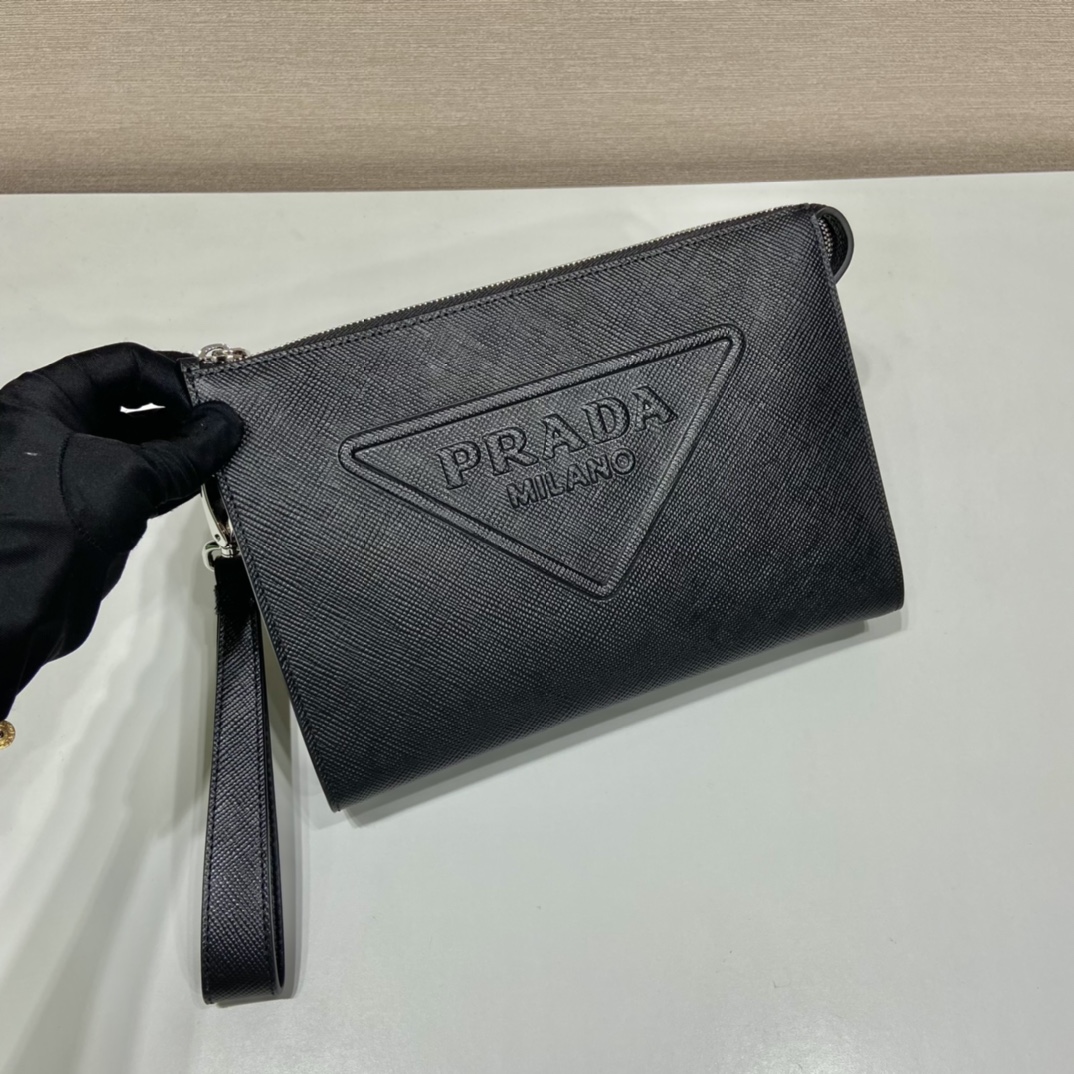Pra*a saffiano leather pouch