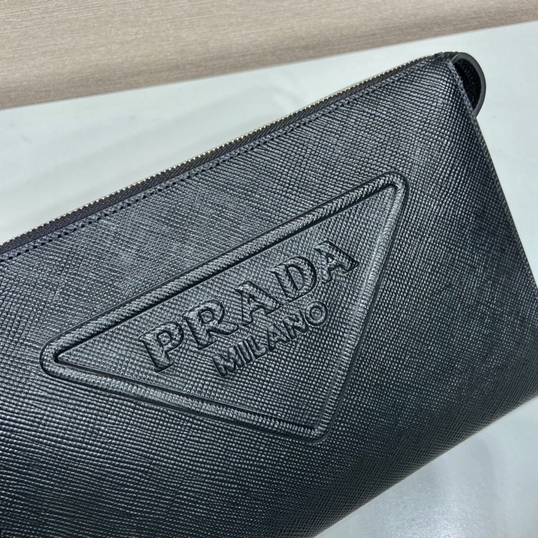 Pra*a saffiano leather pouch