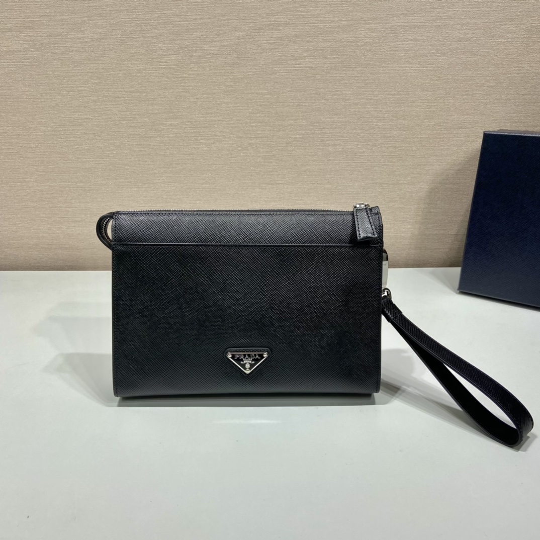 Pra*a saffiano leather pouch