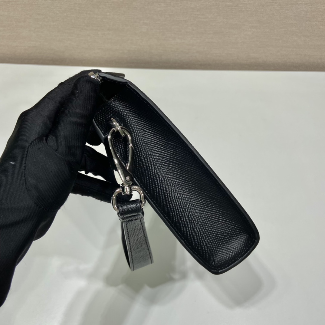 Pra*a saffiano leather pouch