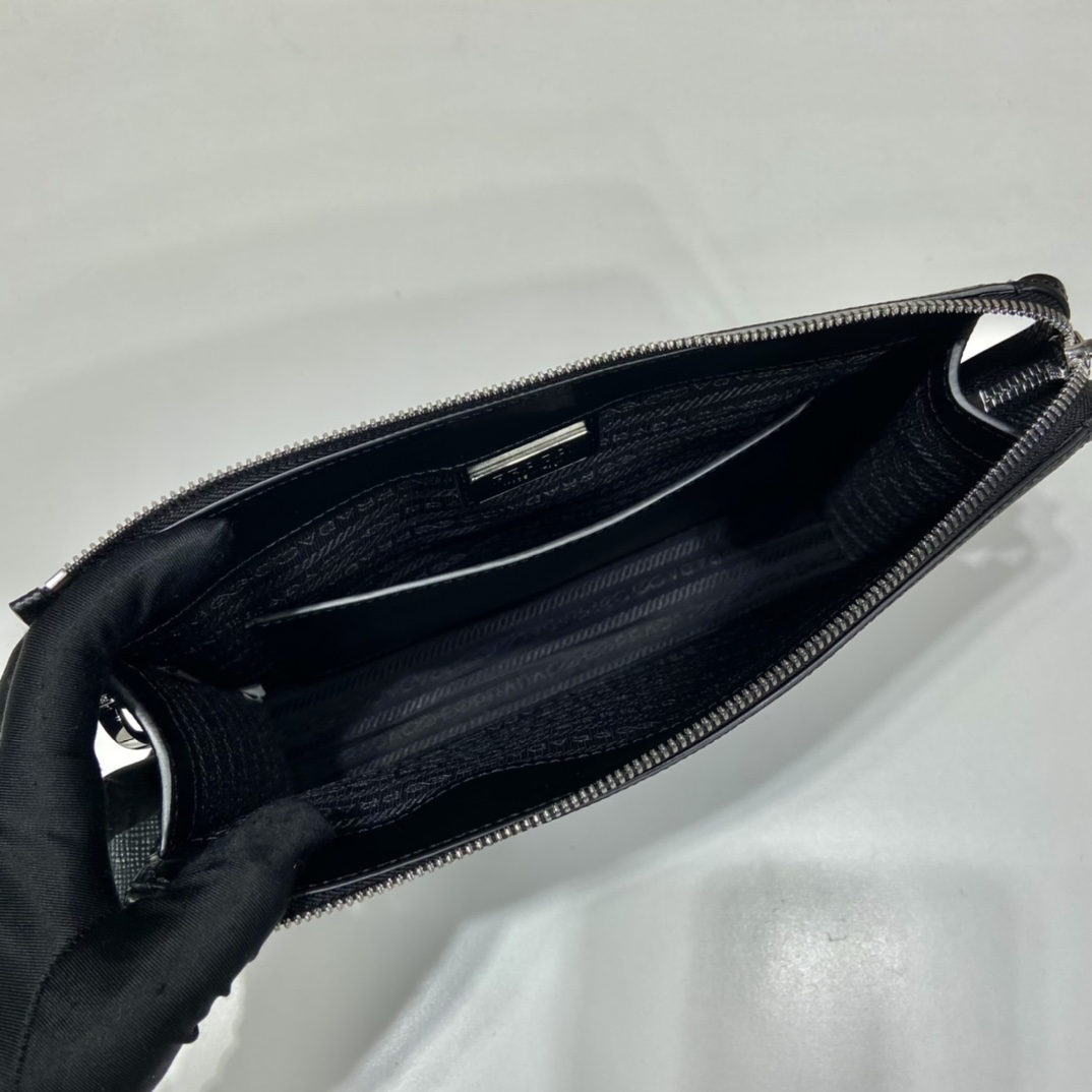 Pra*a saffiano leather pouch