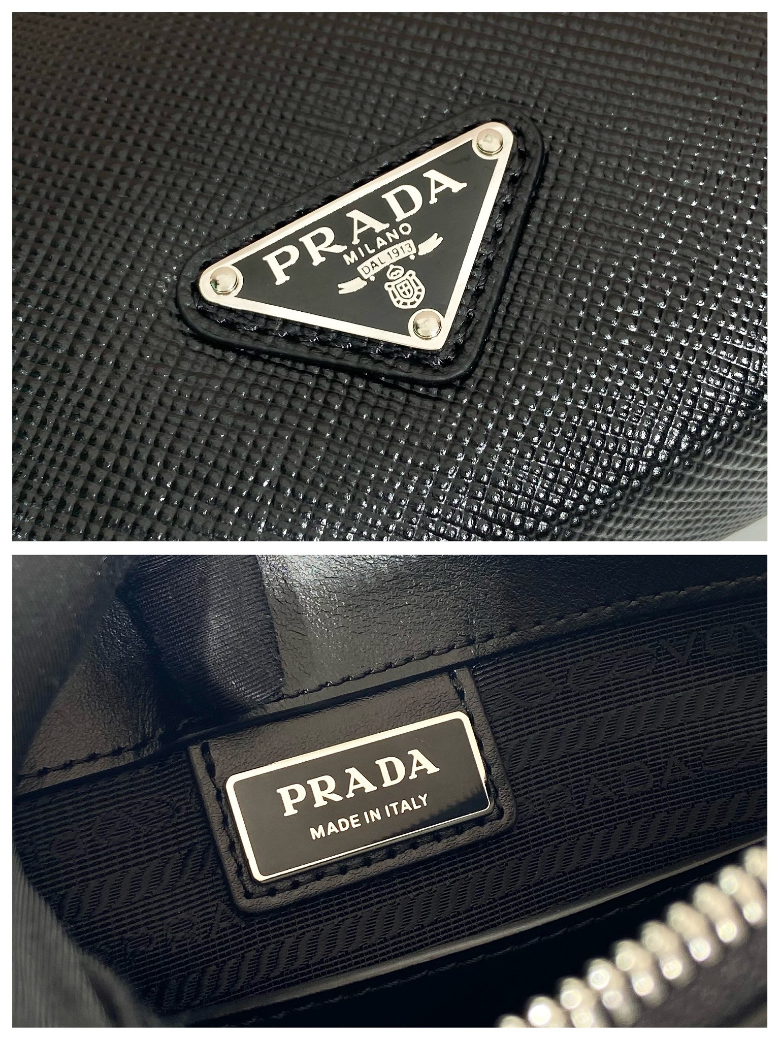 Pra*a saffiano leather pouch