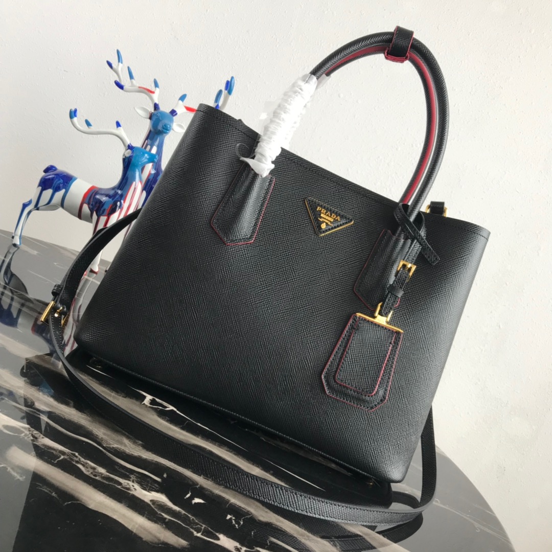 Pra*a medium saffiano leather double Pra*a bag