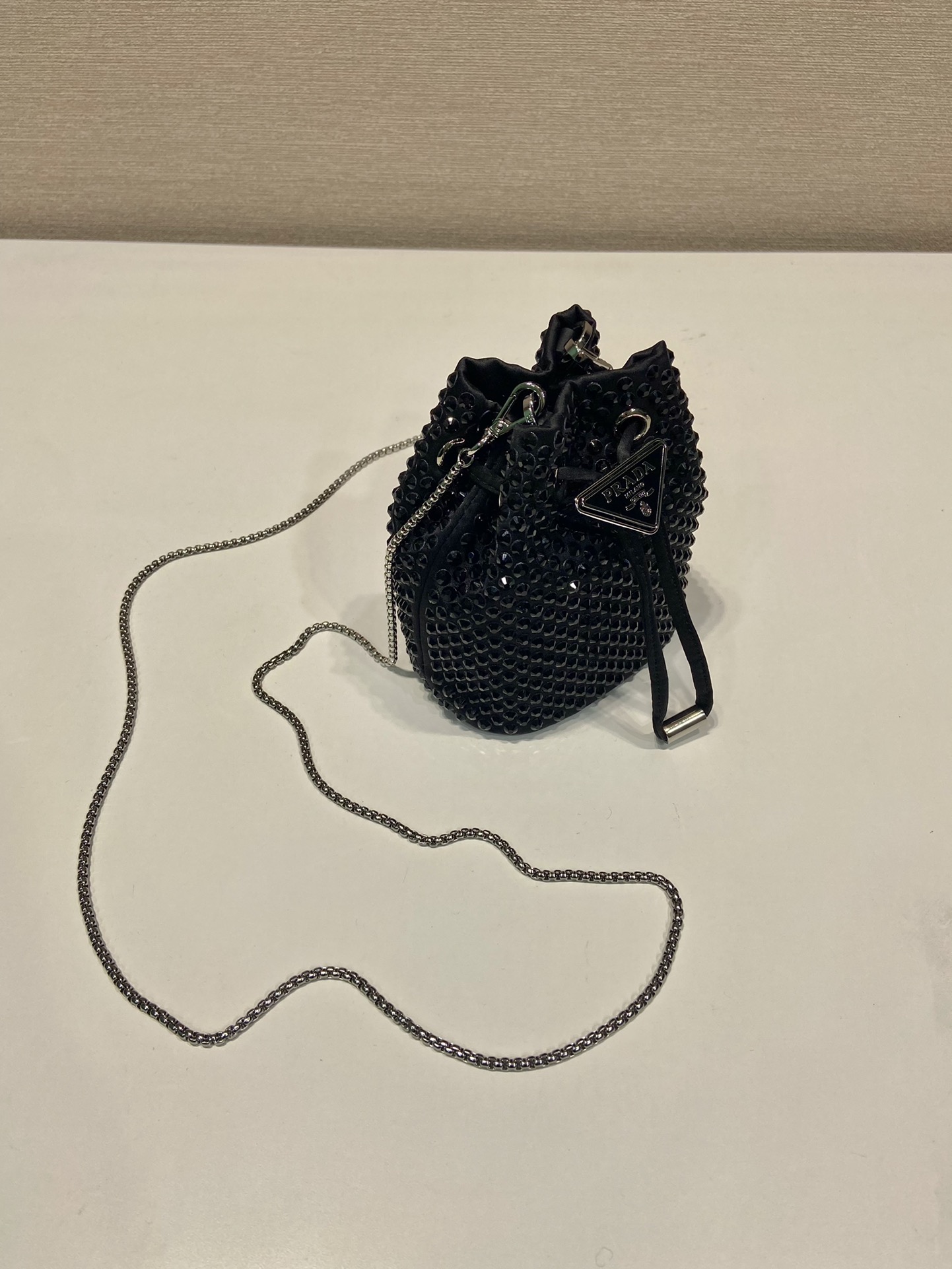 Pra*a crystal embellished satin mini-pouch