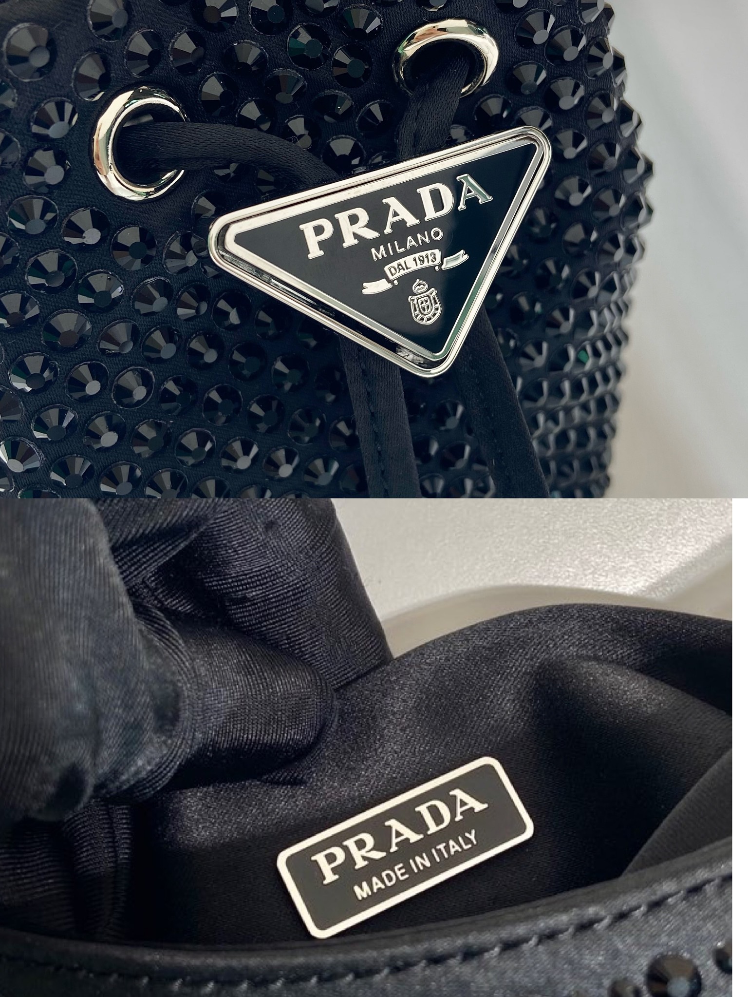 Pra*a crystal embellished satin mini-pouch