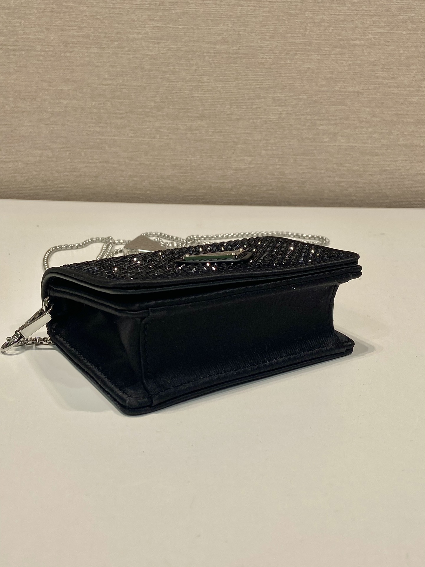 Pra*a cardholder with shoulder strap and crystals