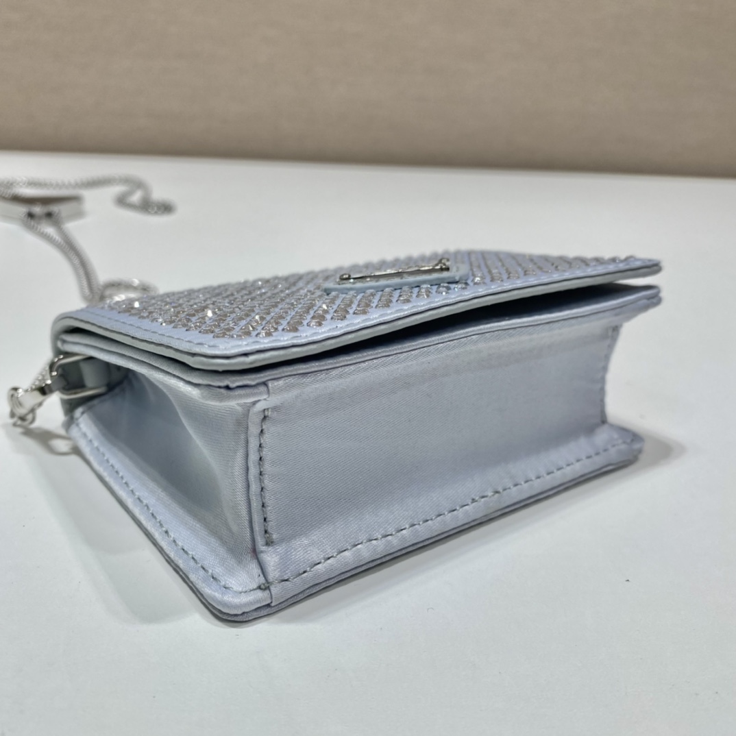 Pra*a cardholder with shoulder strap and crystals