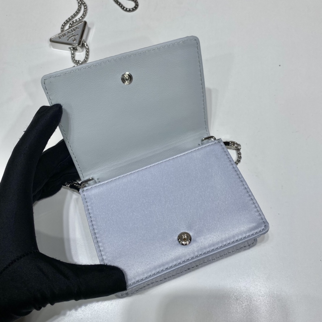 Pra*a cardholder with shoulder strap and crystals