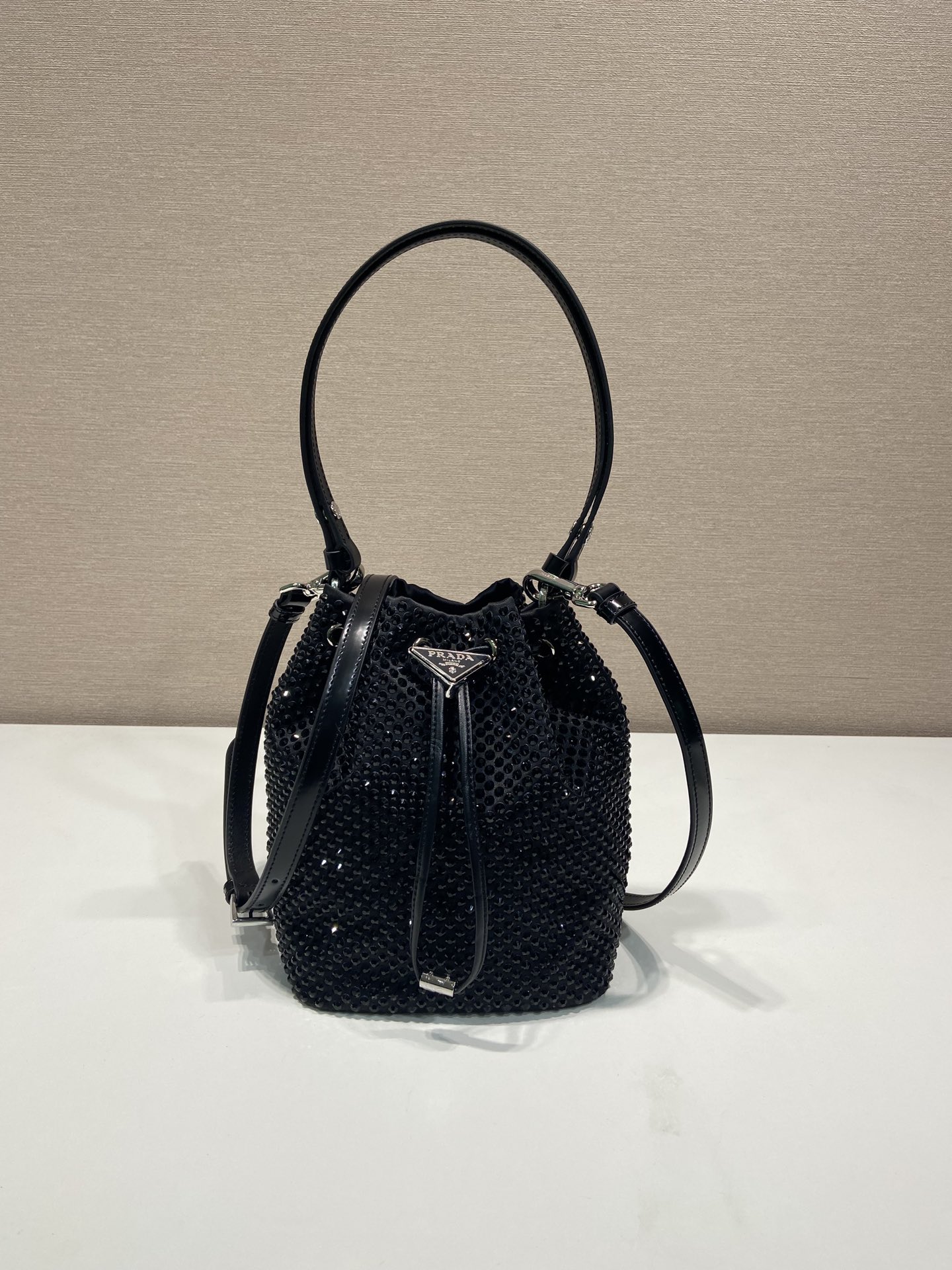 Pra*a satin mini-bag with crystals