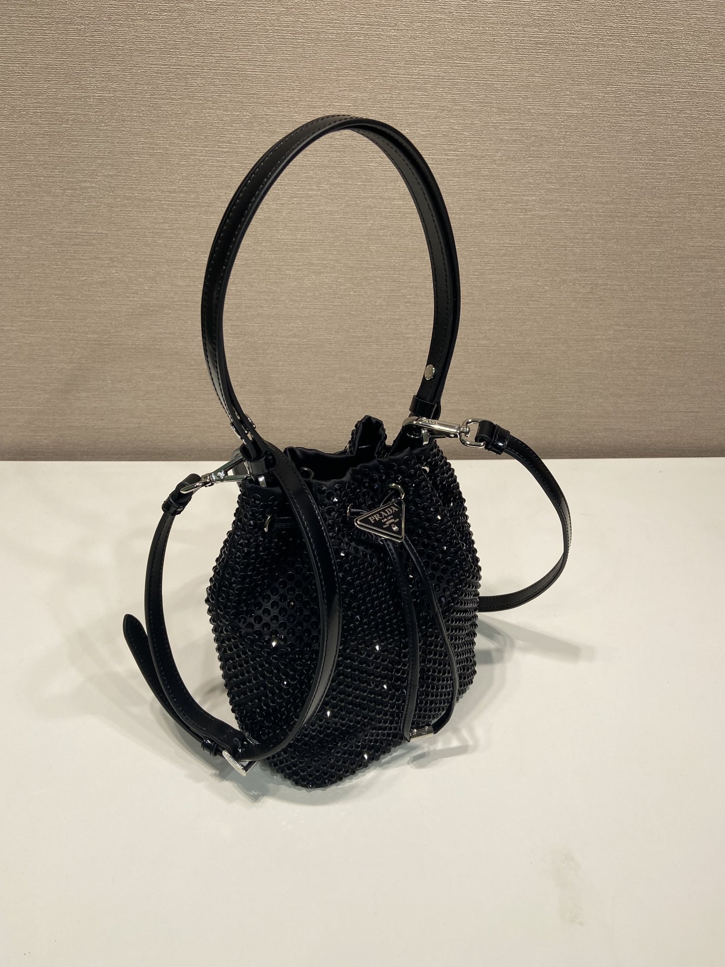 Pra*a satin mini-bag with crystals