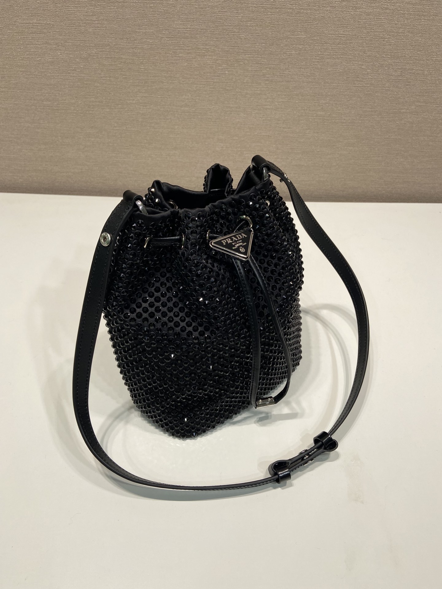 Pra*a satin mini-bag with crystals