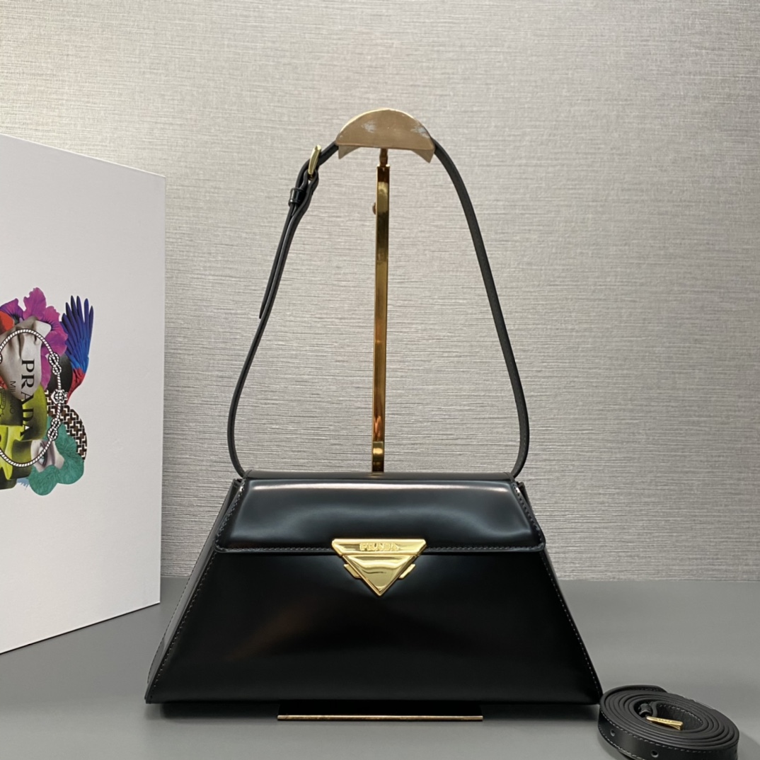 Pra*a medium brushed leather handbag
