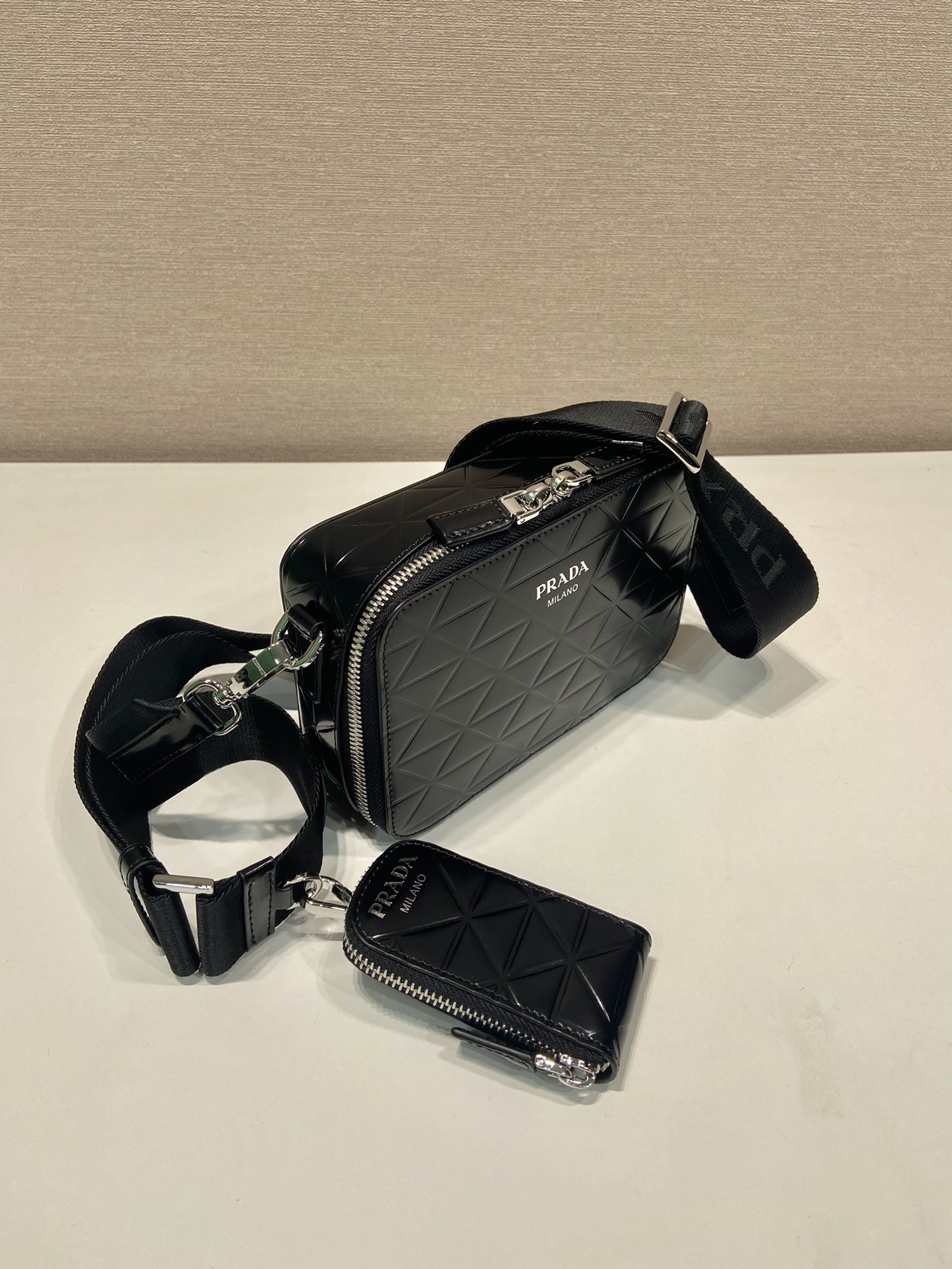 Pra*a small Pra*a brique leather bag