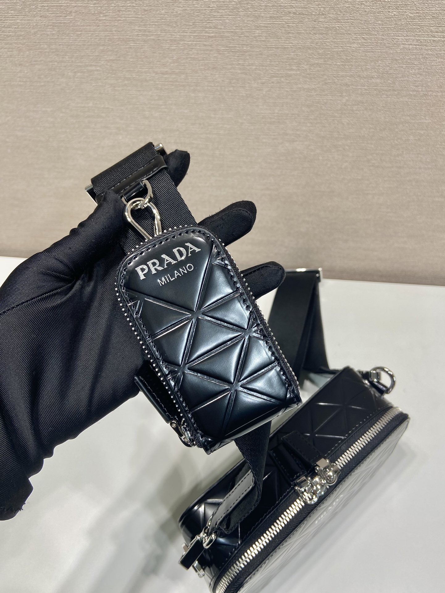 Pra*a small Pra*a brique leather bag