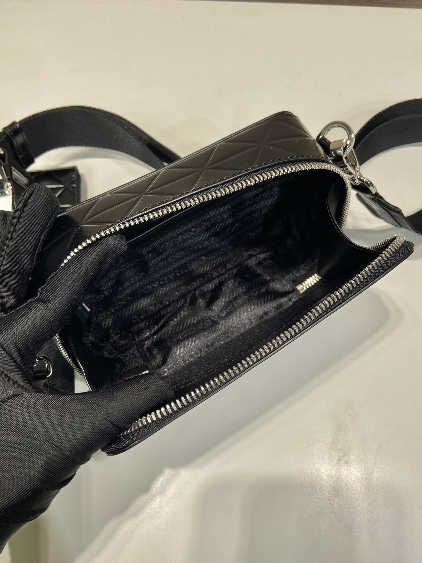 Pra*a small Pra*a brique leather bag