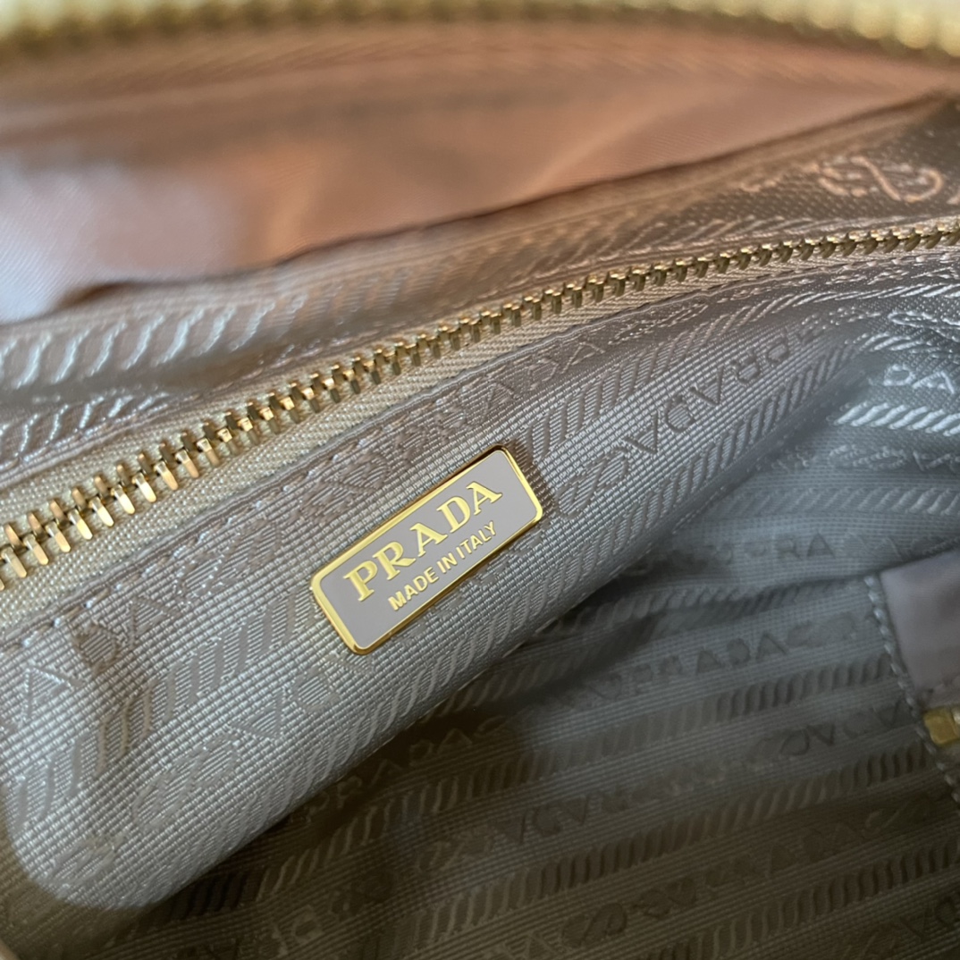 Pra*a re-nylon and leather two-handle bag