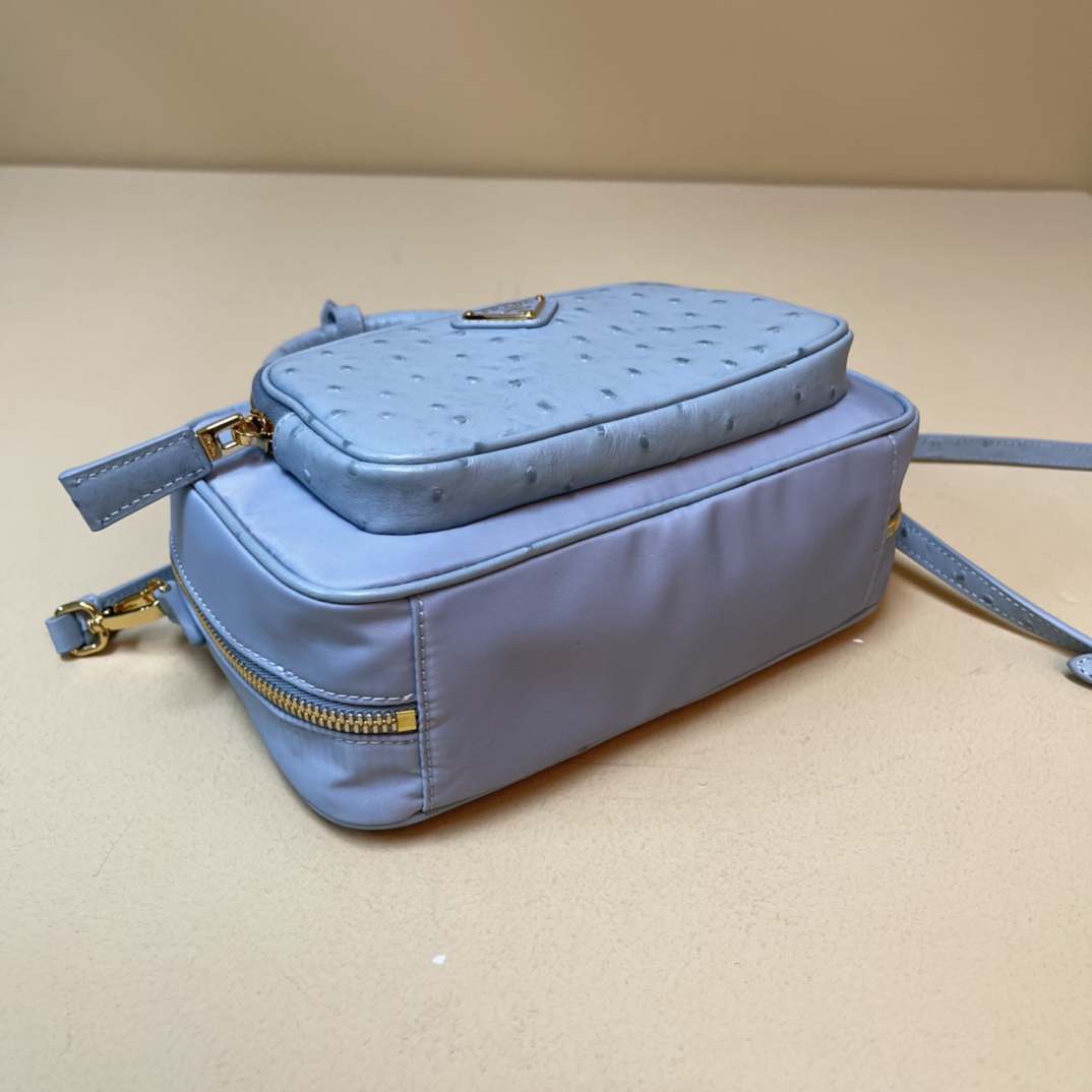 Pra*a re-nylon and leather two-handle bag