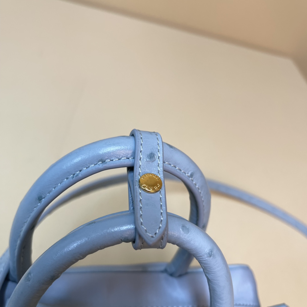 Pra*a re-nylon and leather two-handle bag