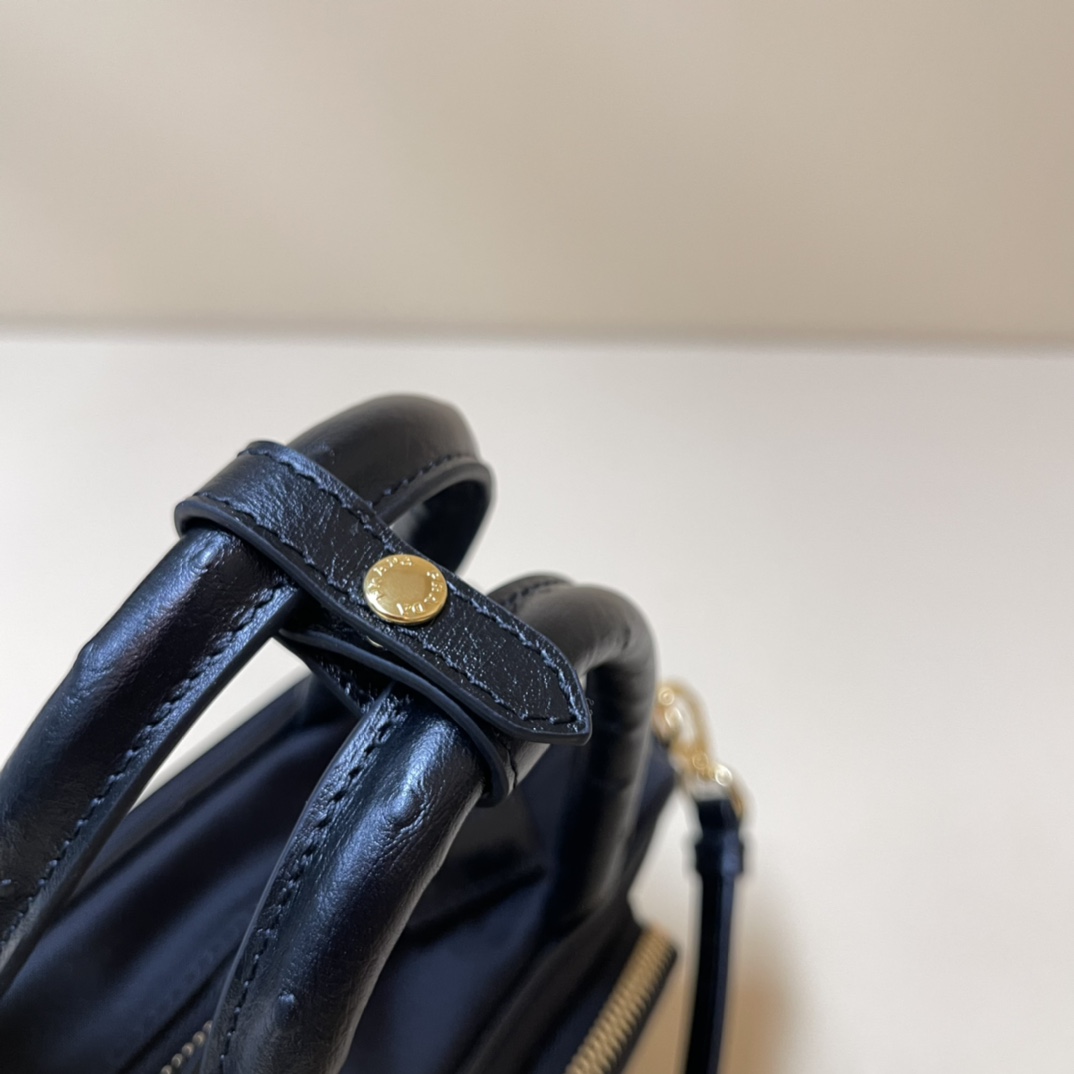 Pra*a re-nylon and leather two-handle bag