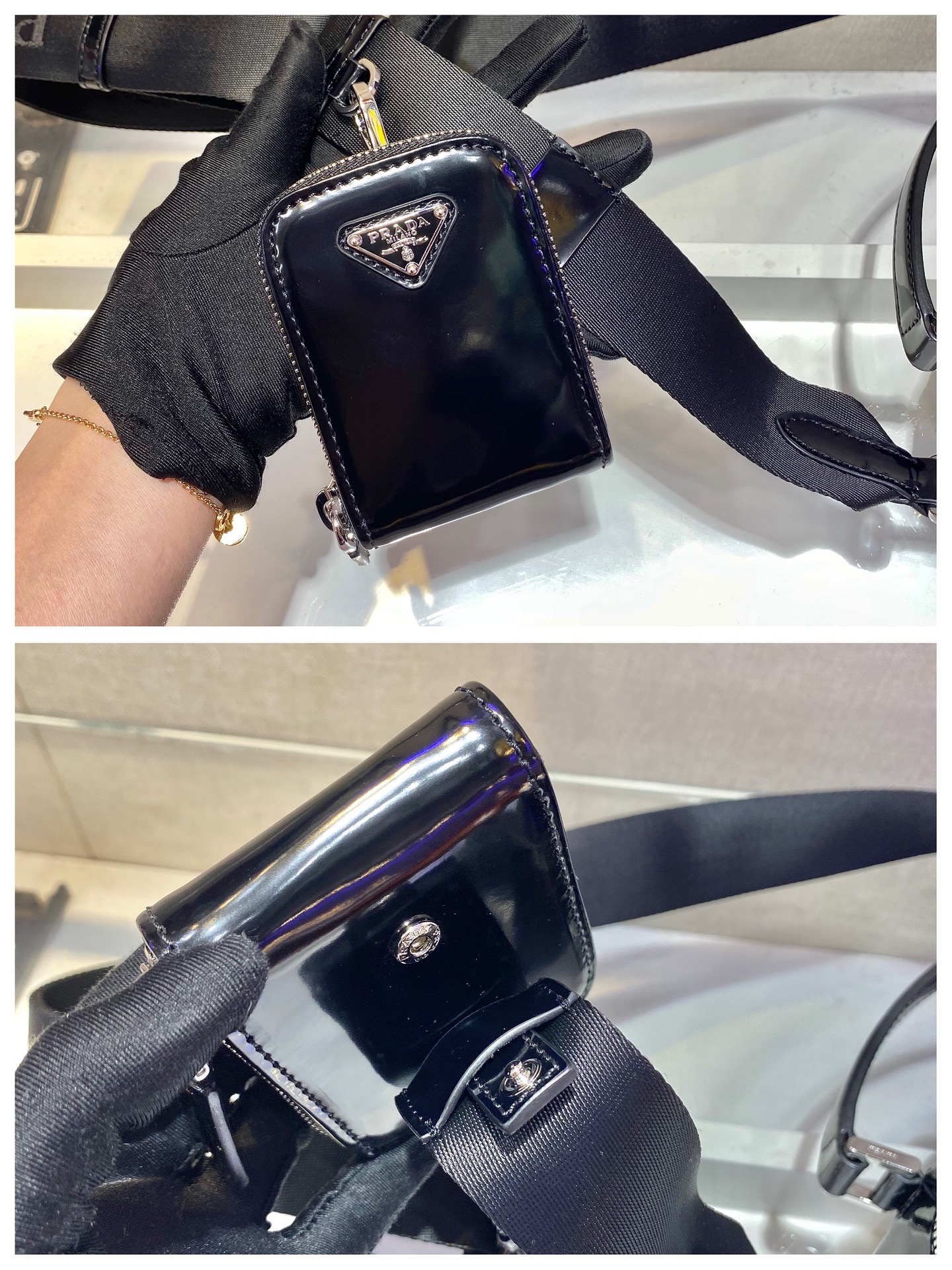medium Pra*a brique saffiano leather bag