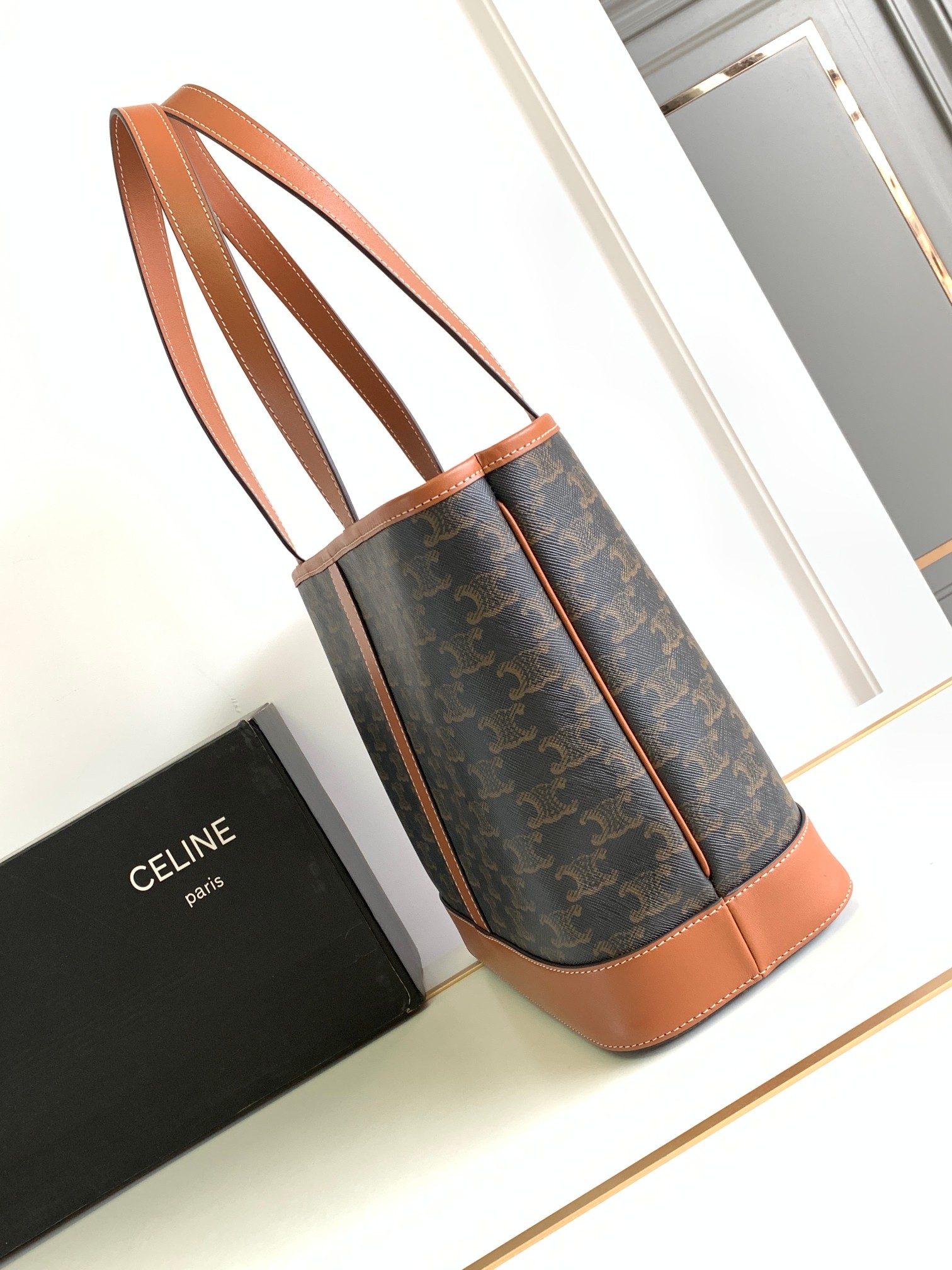 Ce**e small cabas in triomphe canvas and calfskin