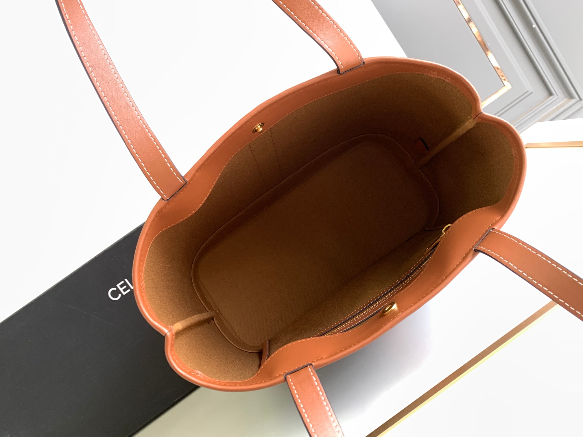 Ce**e small cabas in triomphe canvas and calfskin