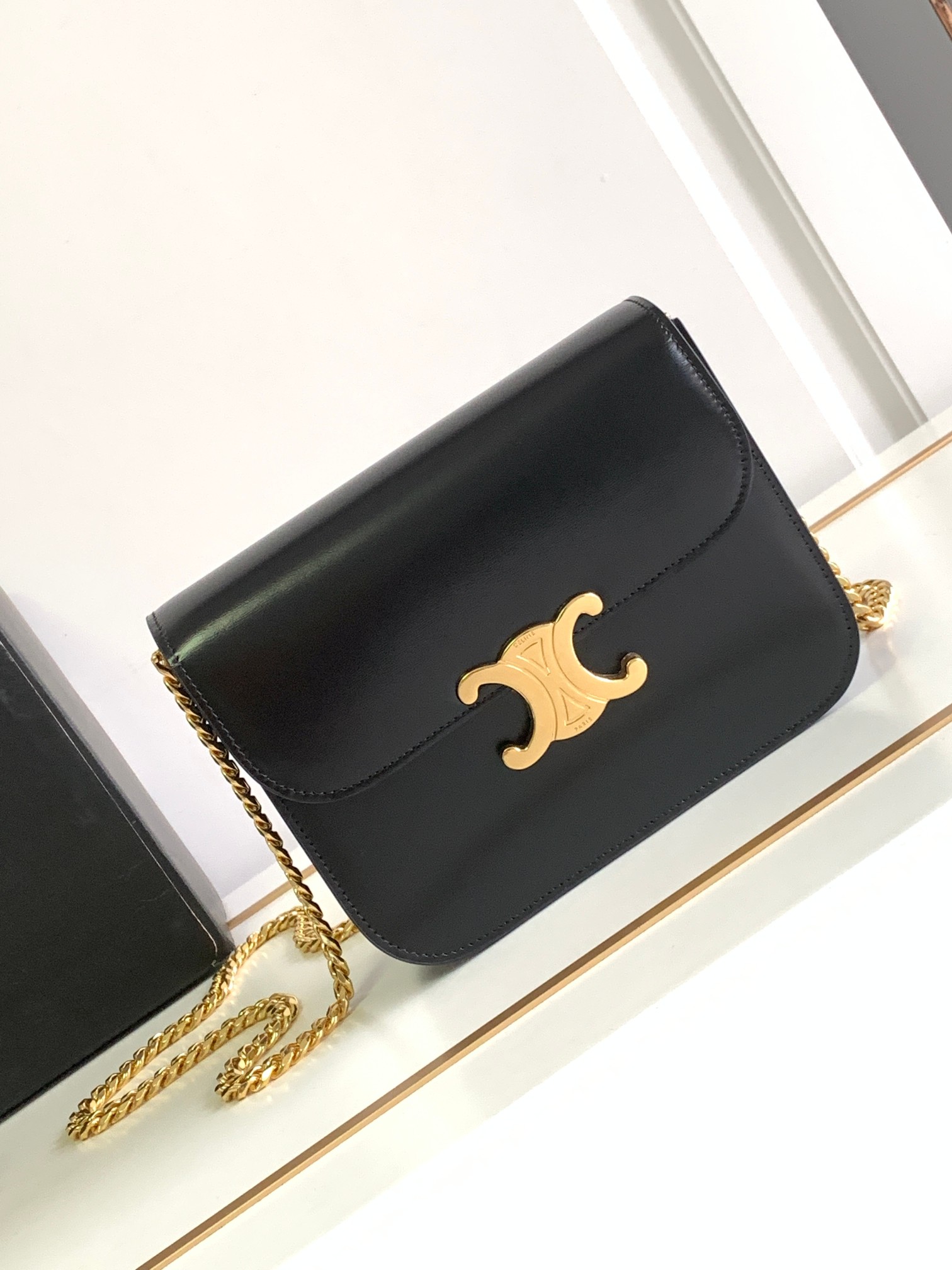 Ce**e medium college bag in shiny calfskin