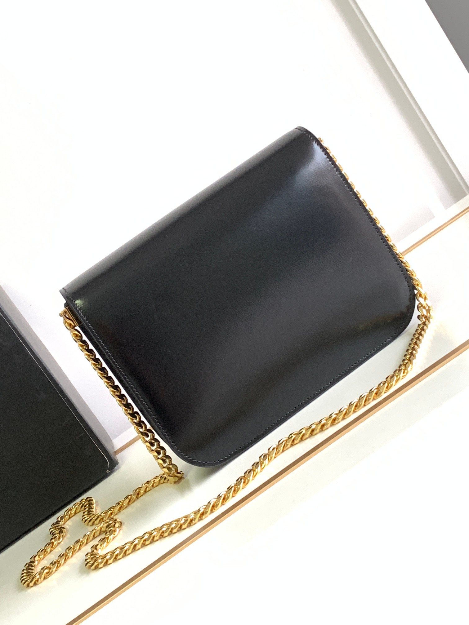 Ce**e medium college bag in shiny calfskin
