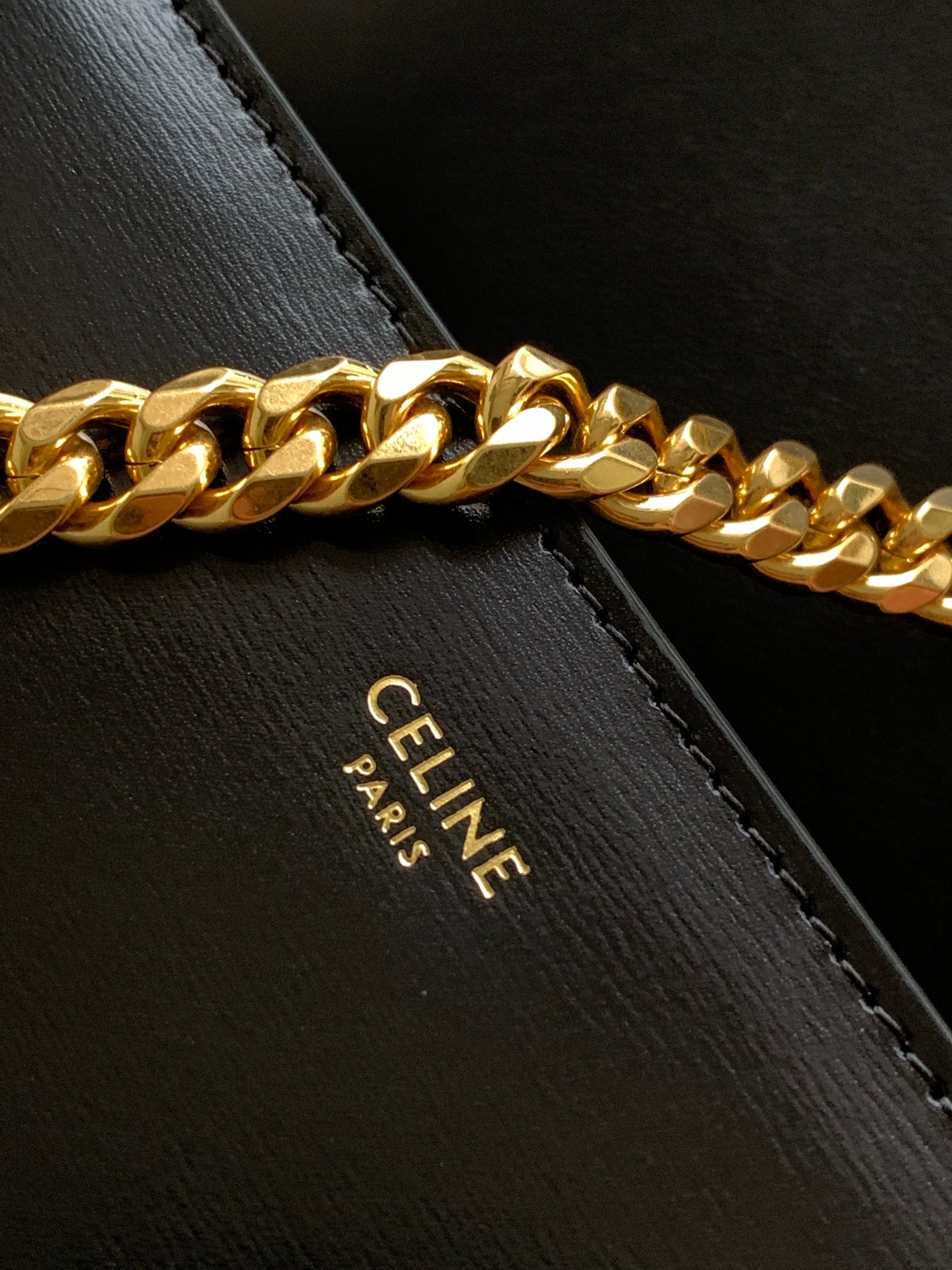 Ce**e medium college bag in shiny calfskin