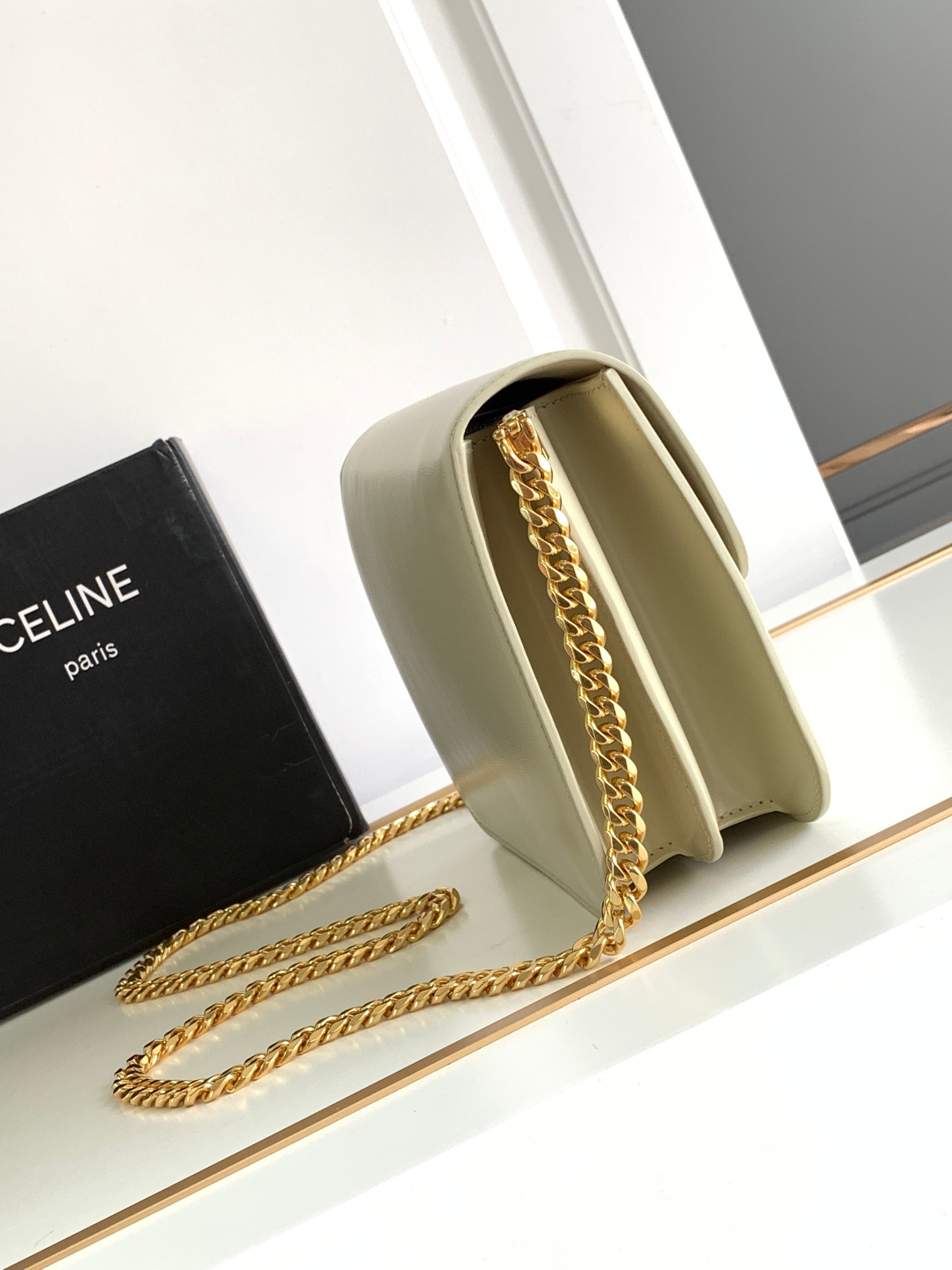 Ce**e medium college bag in shiny calfskin